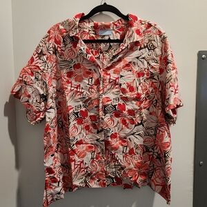 Pink And Brown Floral And Abstract Print Women's Top